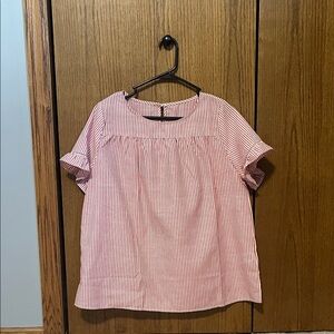 SHEIN Red and White Striped Blouse